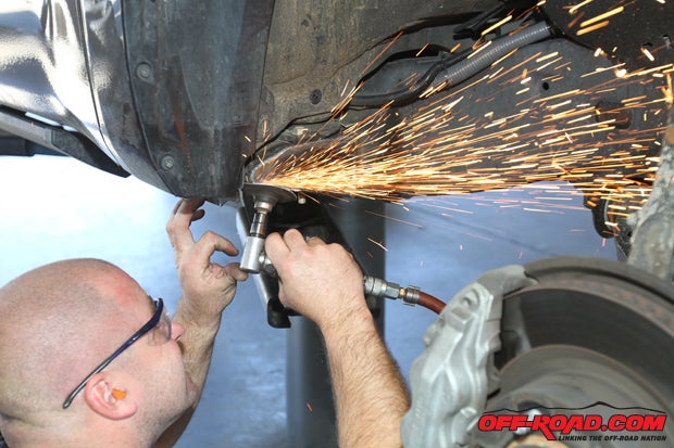 The welds are cleaned with a little sanding to take off any rough or sharp points.
