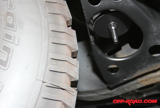 When fully cranked, our BFGoodrich All-Terrains no longer rub on the body mount! 