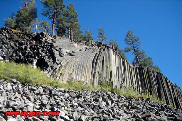 When in Mammoth, make it a point to visit the Devils Post Pile National Monument. Large 60-foot pillars with unusual symmetry rise up to the Sierra sky.