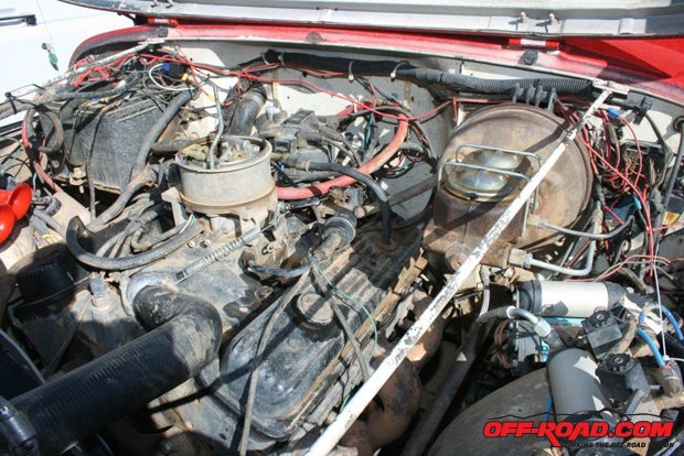 First step is to remove the air cleaner to clear the way to the Chevys rear-mounted OEM distributor.