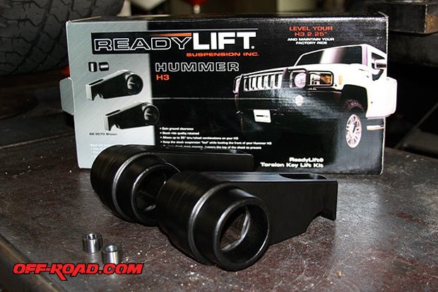 The ReadyLift 66-3070 torsion key set will lift a Hummer H3 up to 2.25 inches, allowing up to 35-inch tires.