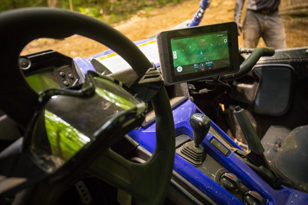 An available GPS unit helps keep track of the trails.
