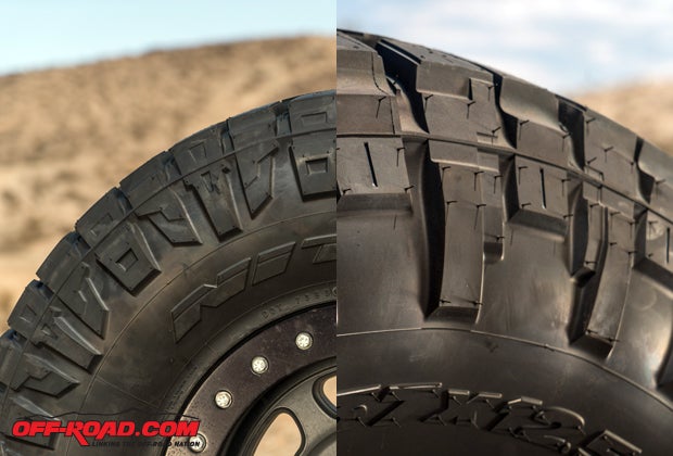 Of the two sidewall designs, we prefer the more modern one (left) compared to the more traditional pattern (right), though we appreciate Nitto providing more than one option. 