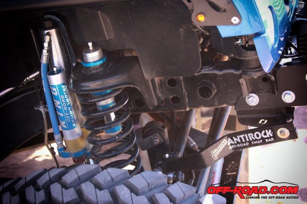 The Trail Jeeps Polar JK is running King Off-Road Racing Shocks and bump stops, Y-arm front suspension with Synergy springs and a Currie Antirock sway bar.