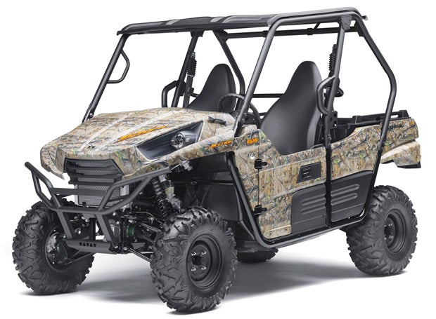 Kawasakis 2014 Teryx Camo features high-intensity LED headlights, sun top and Realtree APG HD camouflaged bodywork. It will have an MSRP of $14,299.