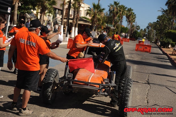 The NORRA crew checks in racers at each day's finish.