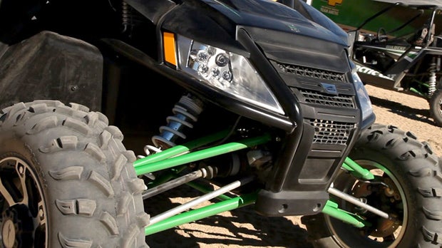 The front suspension provides a full 17 inches of travel.