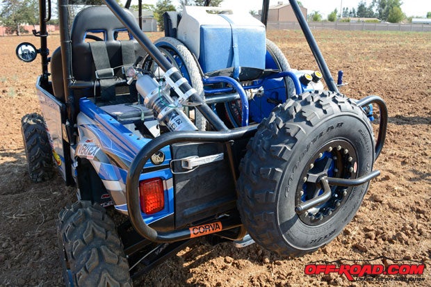 Parapros Racing went to great lengths to make Meinzers Rhino work for him, even going so far as to build him a custom wheelchair that slips right into the Rhinos bed and locks down for safe keeping.