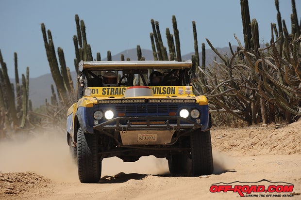 Vintage and modern off-road racers alike tackle the Mexican 1000.