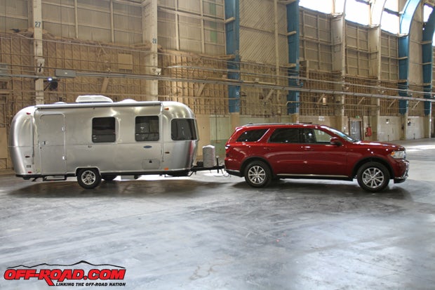We pulled a 3,600-pound Airstream trailer with our V6-equipped Durango. 