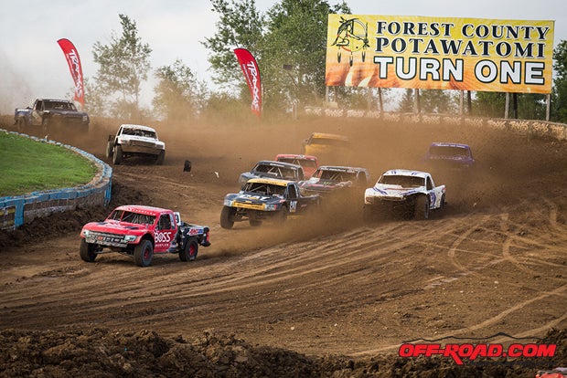 Chad Hord leads the first into the famous turn one at Crandon International Off-Road Raceway, which is considered to be the birthplace of short-course off-road racing. 
