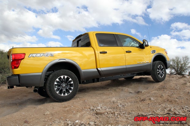 The Titan XD is powered by a 5.0-liter Cummins turbo-diesel engine rated to produce 555 lb-ft of torque.